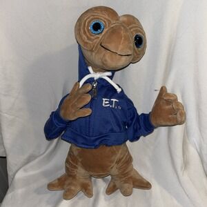 Universal Studios E.T. extra Terrestrial Blue Sweatshirt Plush Toy 15 In Tall